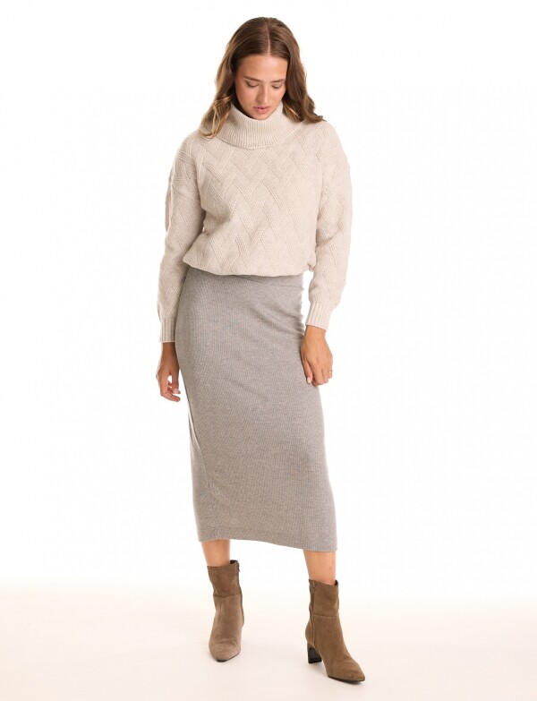 Falda Midi Tejida GRIS