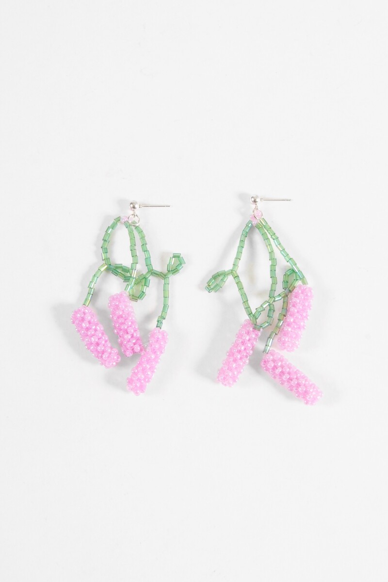 Caravanas flor tulip mostacillas lila