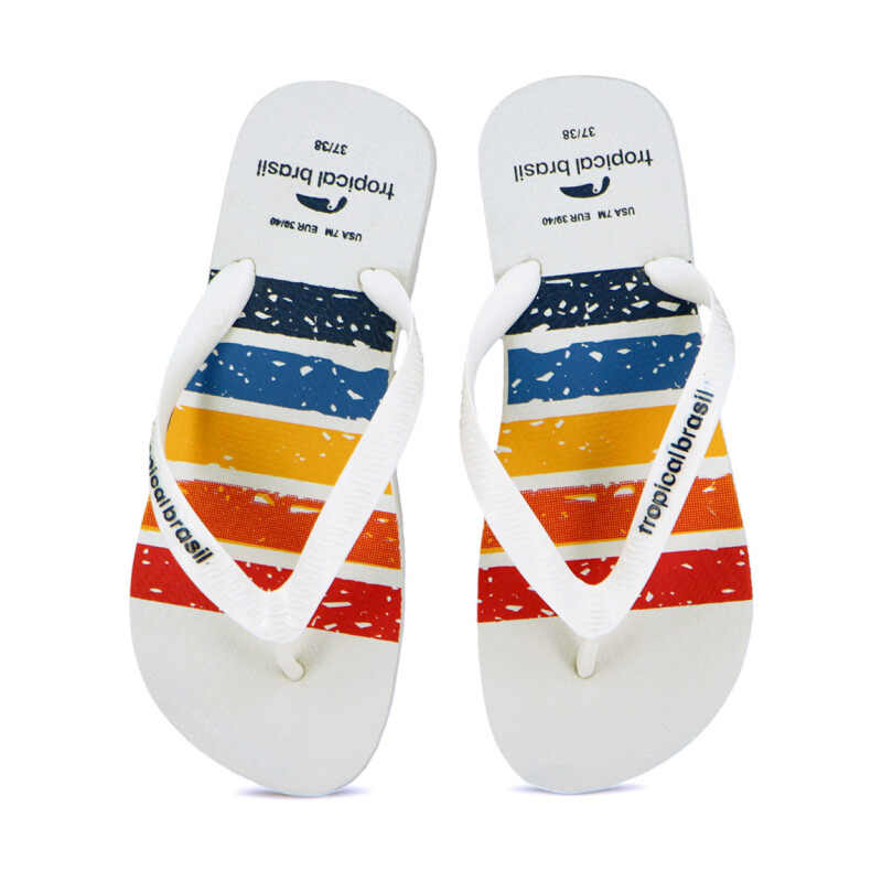 Tropical Brasil Ojota Estampado De Hombre - Blanco Blanco