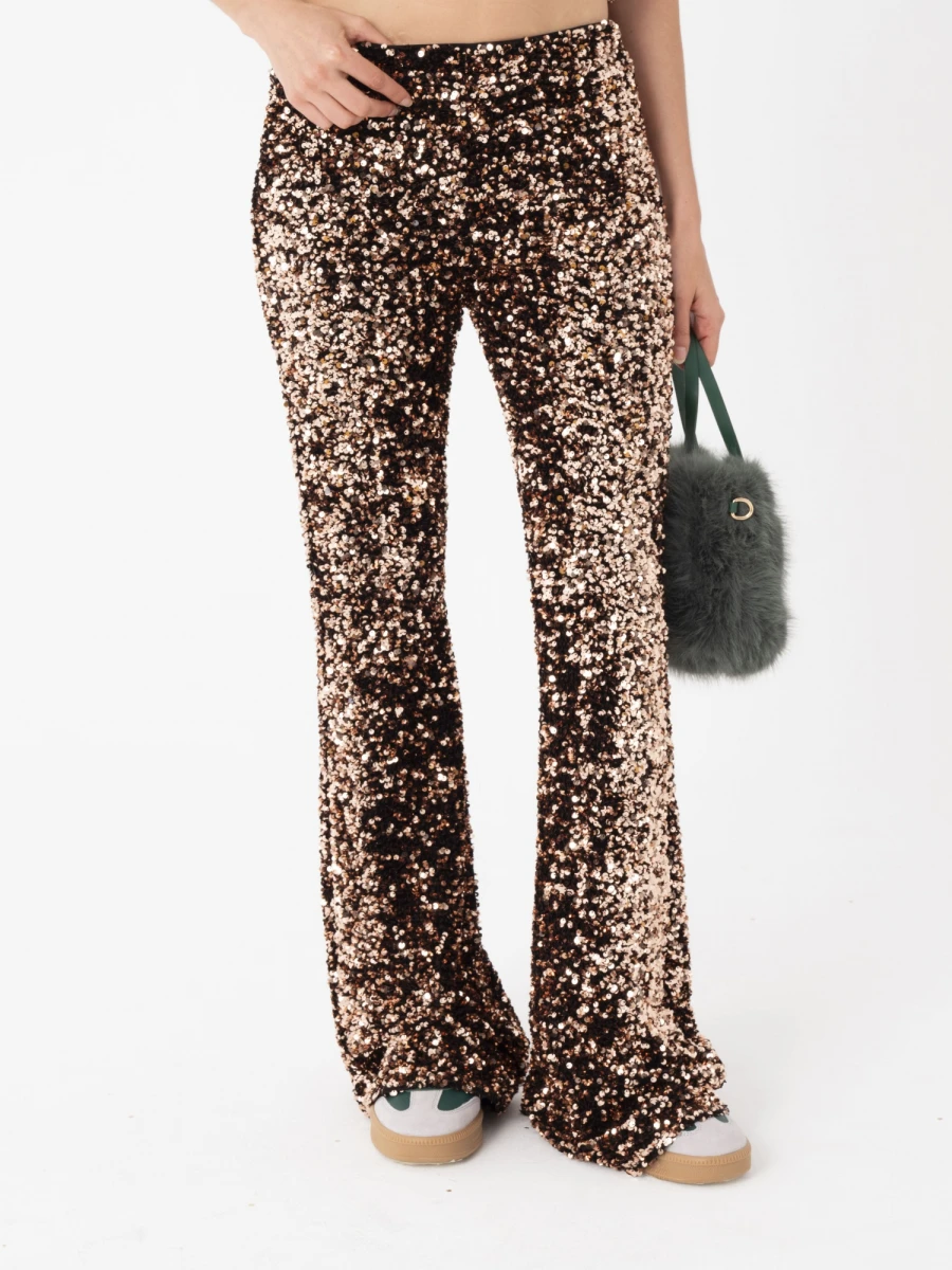PANTALON FLARE DE LENTEJUELAS. 