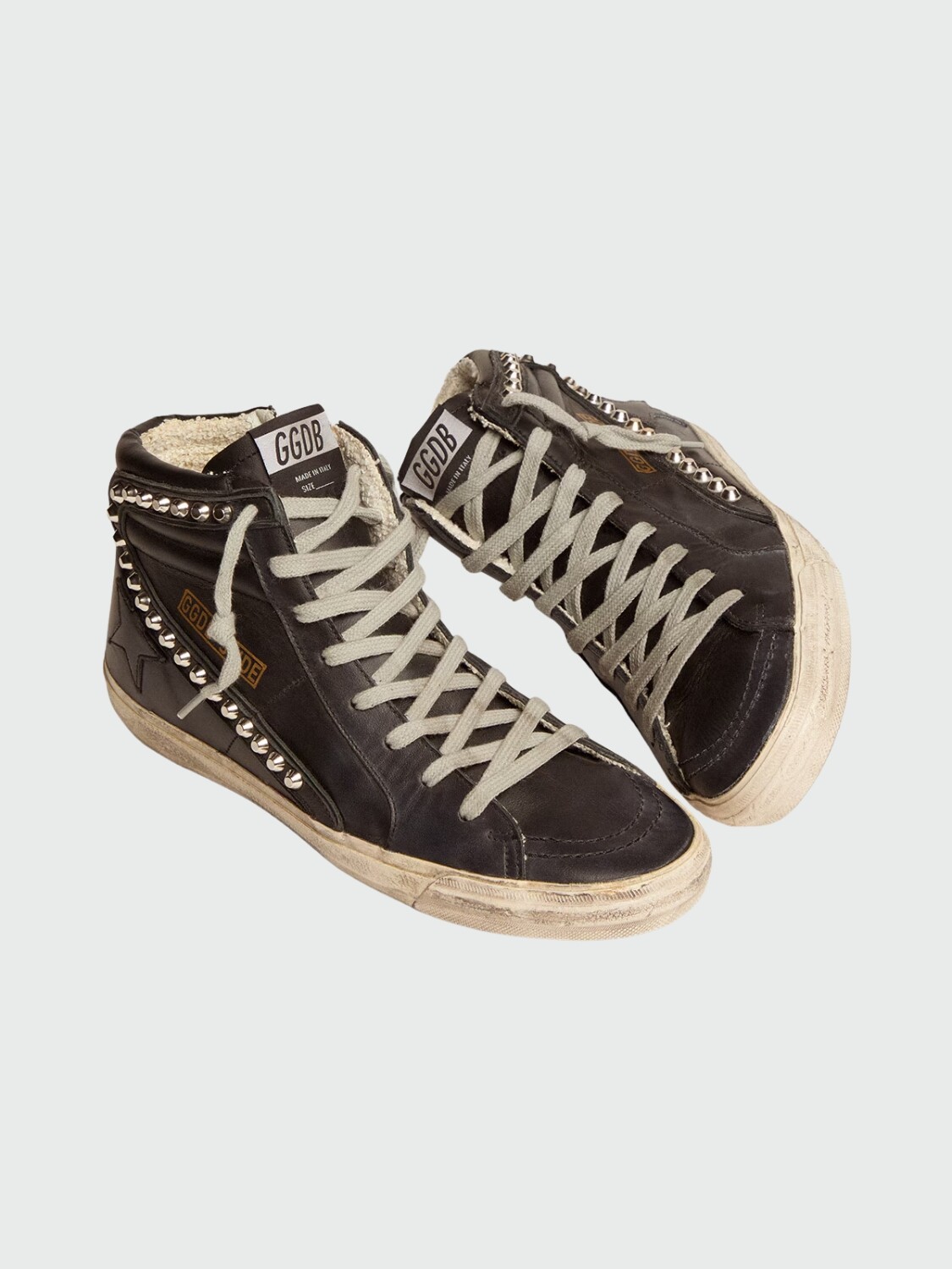 GOLDEN GOOSE - Zapatillas Slide para mujer negras con tachuelas Negro