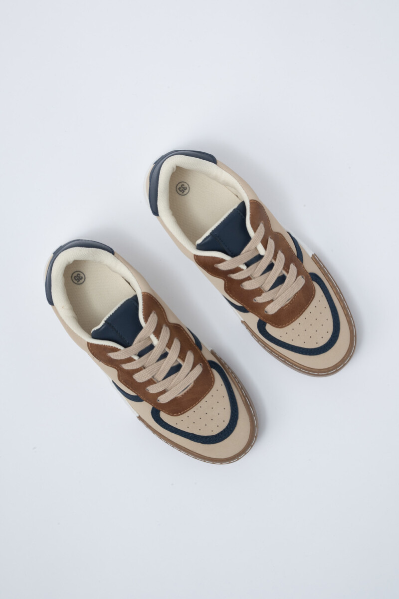 Zapatilla cordones colores Beige