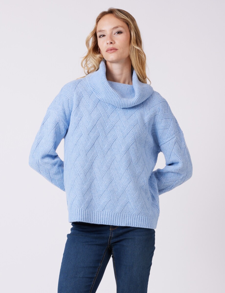 Buzo Cuello Volcado - Celeste 