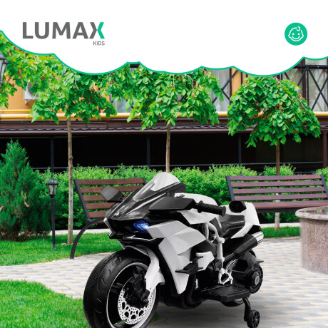 Moto a Batería Barry con ruedas luces música y usb Blanco