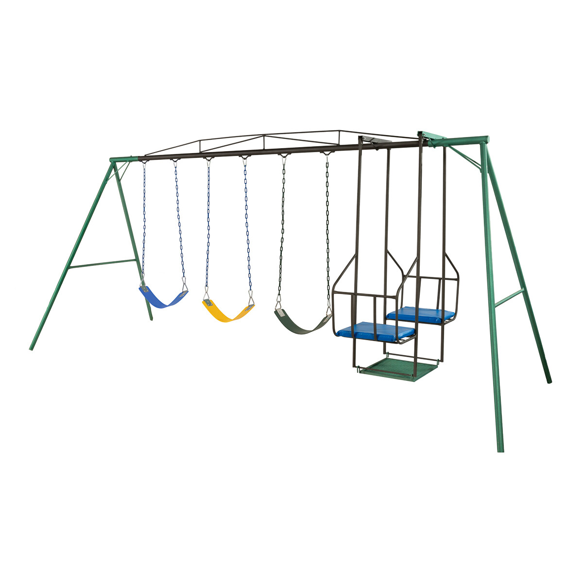 Hamaca de Plaza con silla doble y 3 hamacas de cincha, altura 1,80 mts 