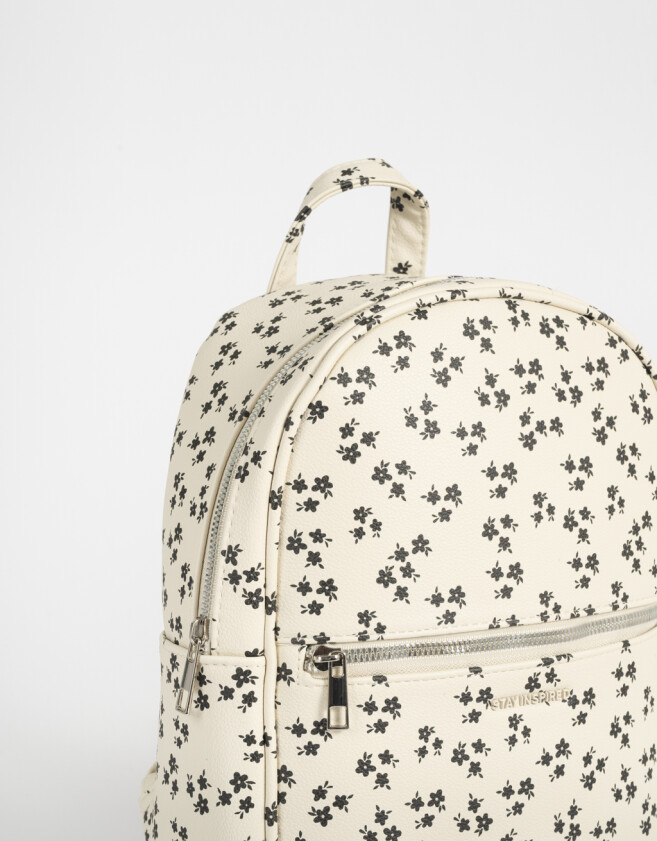 Mochilas Special Price Clasico Mochila De Cuerina Con Bolsillo - Estampado Flores