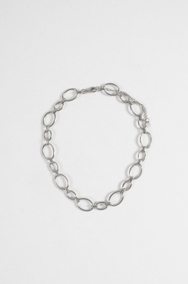 Collar acero cadena eslabones - plateado 