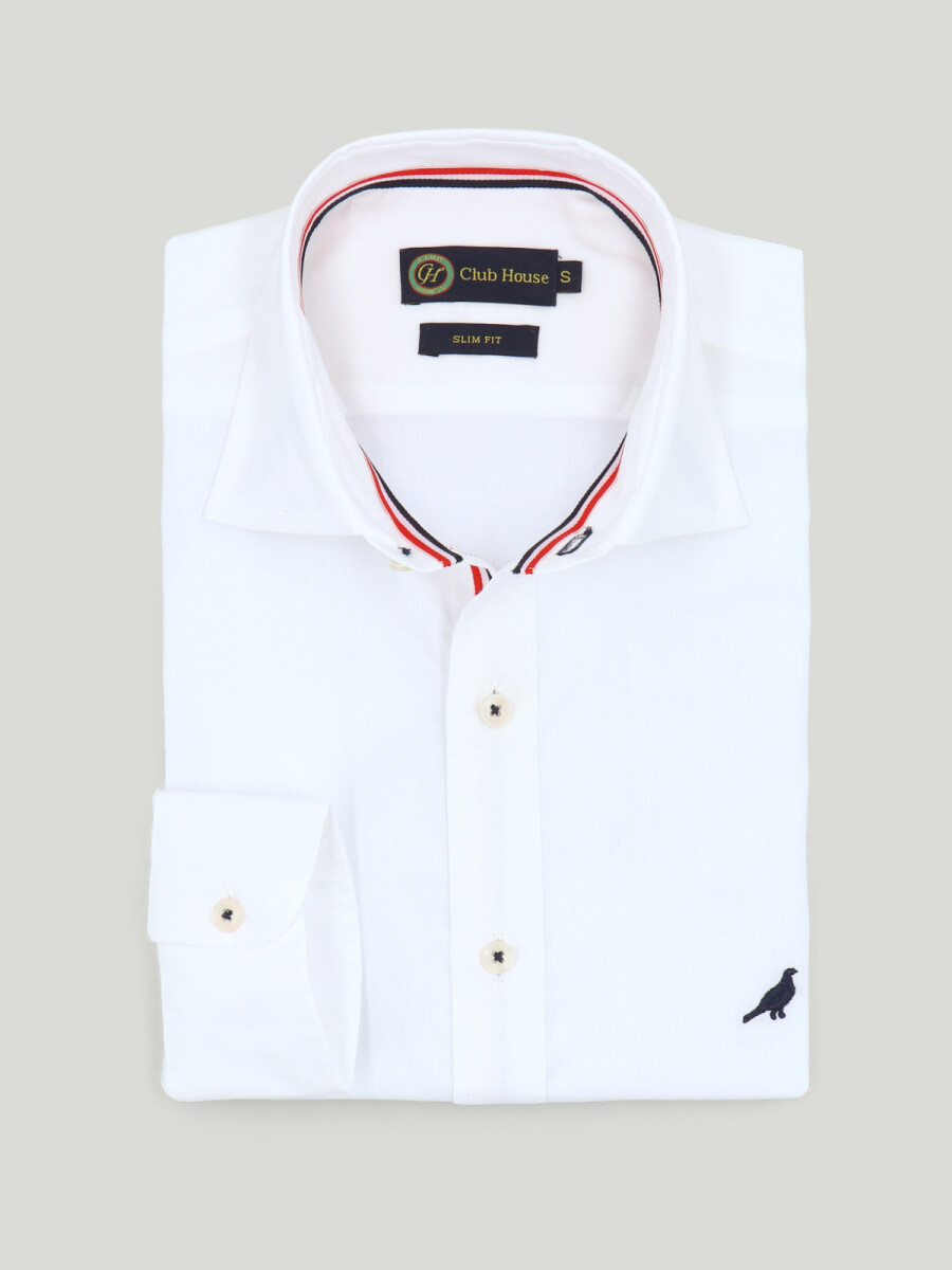 Camisa short collar slim fit - Blanca 