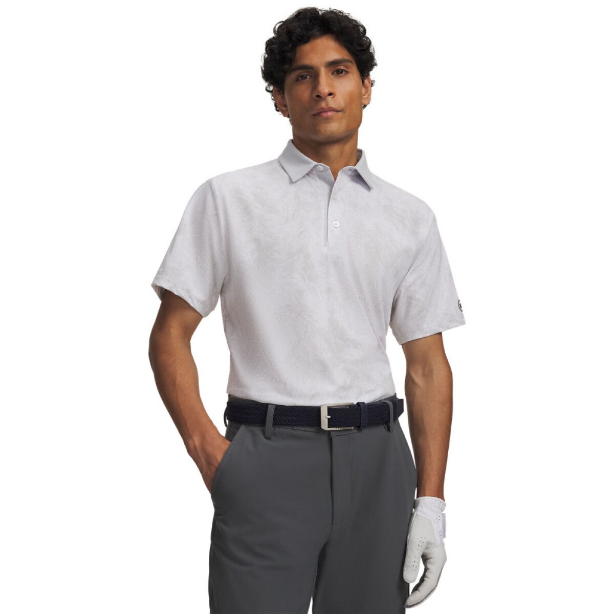 UA ArmourDry Printed Polo-WHT - GRY-014 