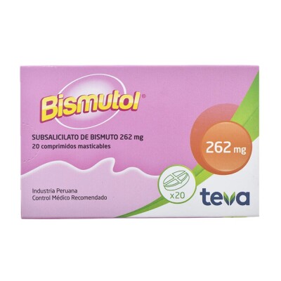 Bismutol 262 Mg. 20 Comp. Masticables Bismutol 262 Mg. 20 Comp. Masticables