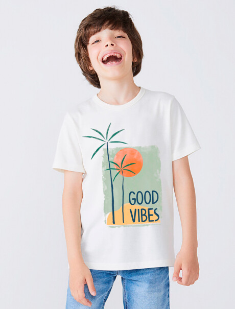 CAMISETA INFANTIL CON ESTAMPA BEIGE