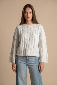 Sweater Texturado Bouttonne Gris Melange