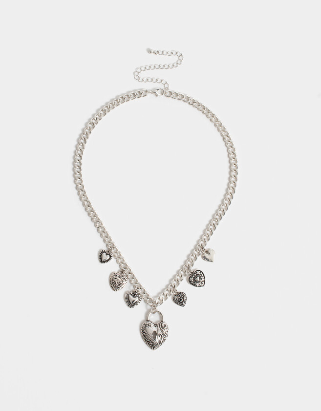 Collares Cortos Collar Multidijes Antique - Plateado