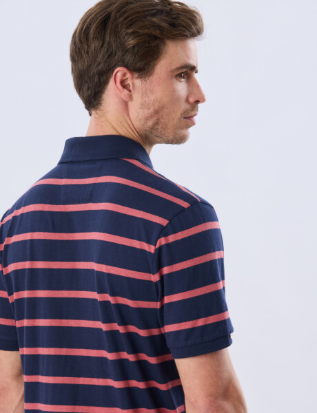 REMERA POLO RAYADA JERSEY Azul