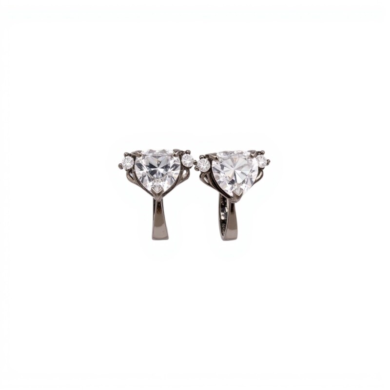 Caravanas Corazón-Plata 925-Piedra Zirconia-CA3144 conpiedra