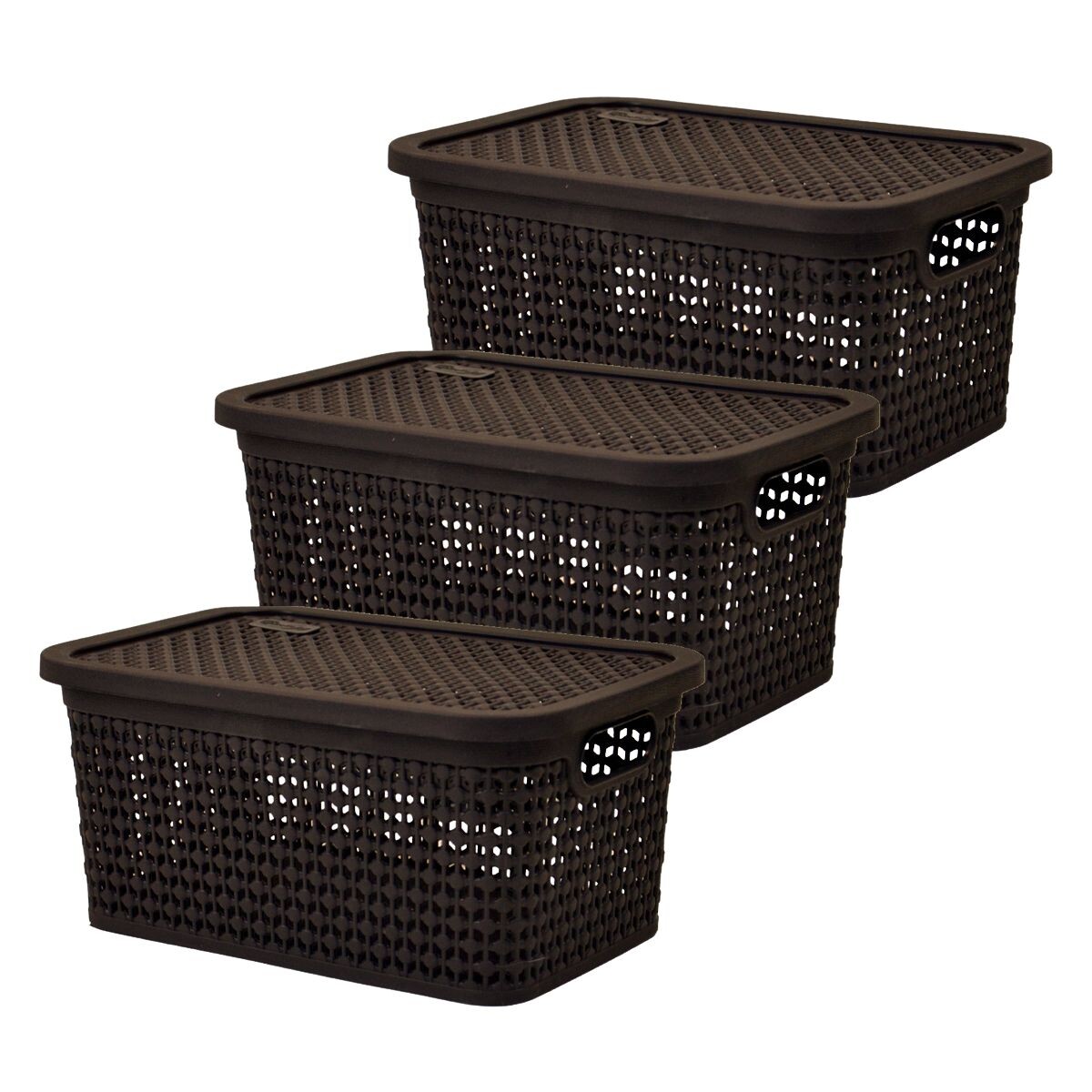 Set x3 Caja simil ratán 2,5 Lts - CHOCOLATE 