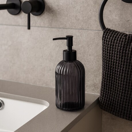 Dispensador de jabón de vidrio con base redonda 400ml NEGRO