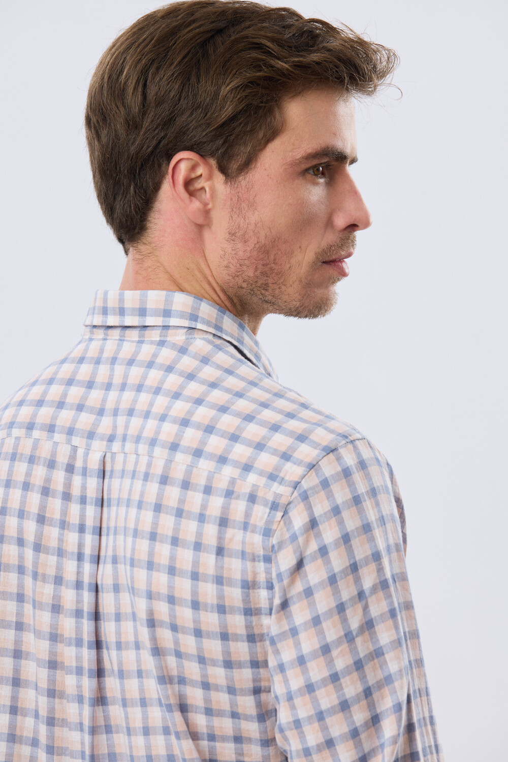 CAMISA CUADROS DE LINO Rosa