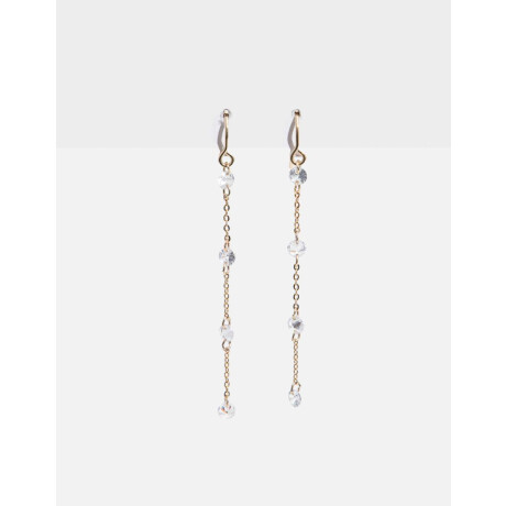 Aros Largos Con Cubic Zirconia Dorado