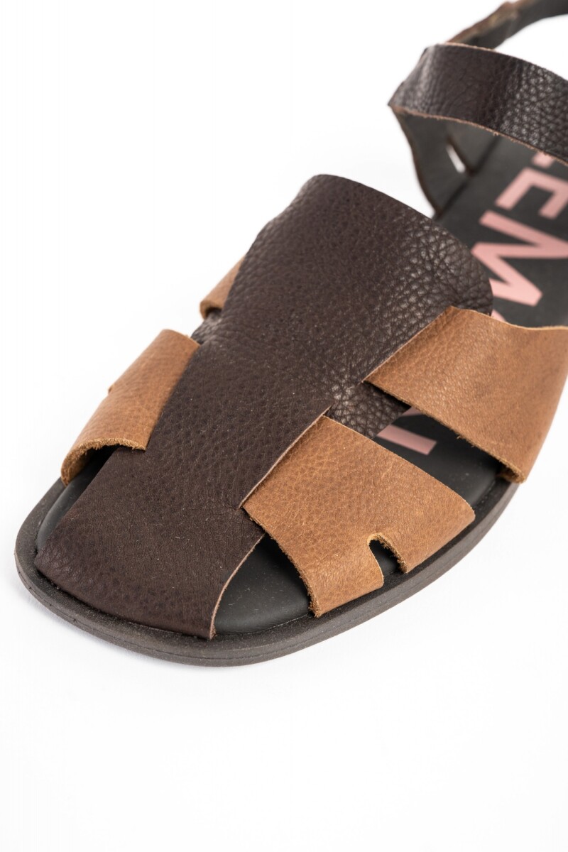 Sandalias Cangrejeras De Cuero Chocolate
