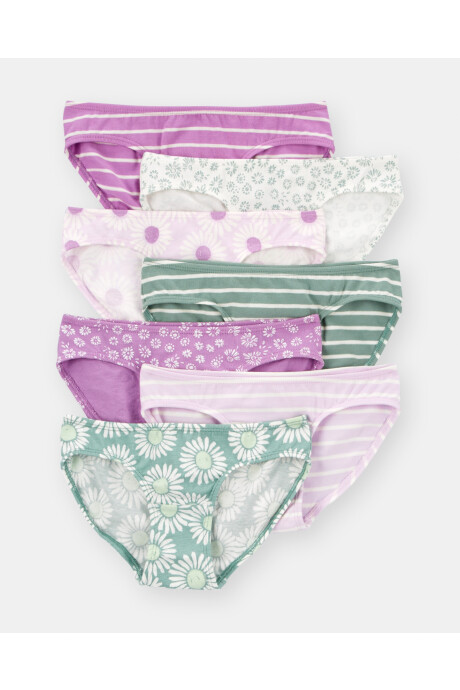 Pack siete bombachas de algodón, diseño floral Sin color