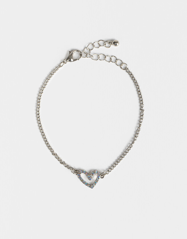 Pulseras Flexibles Con strass Pulsera Flexible Con Corazón - Plateado