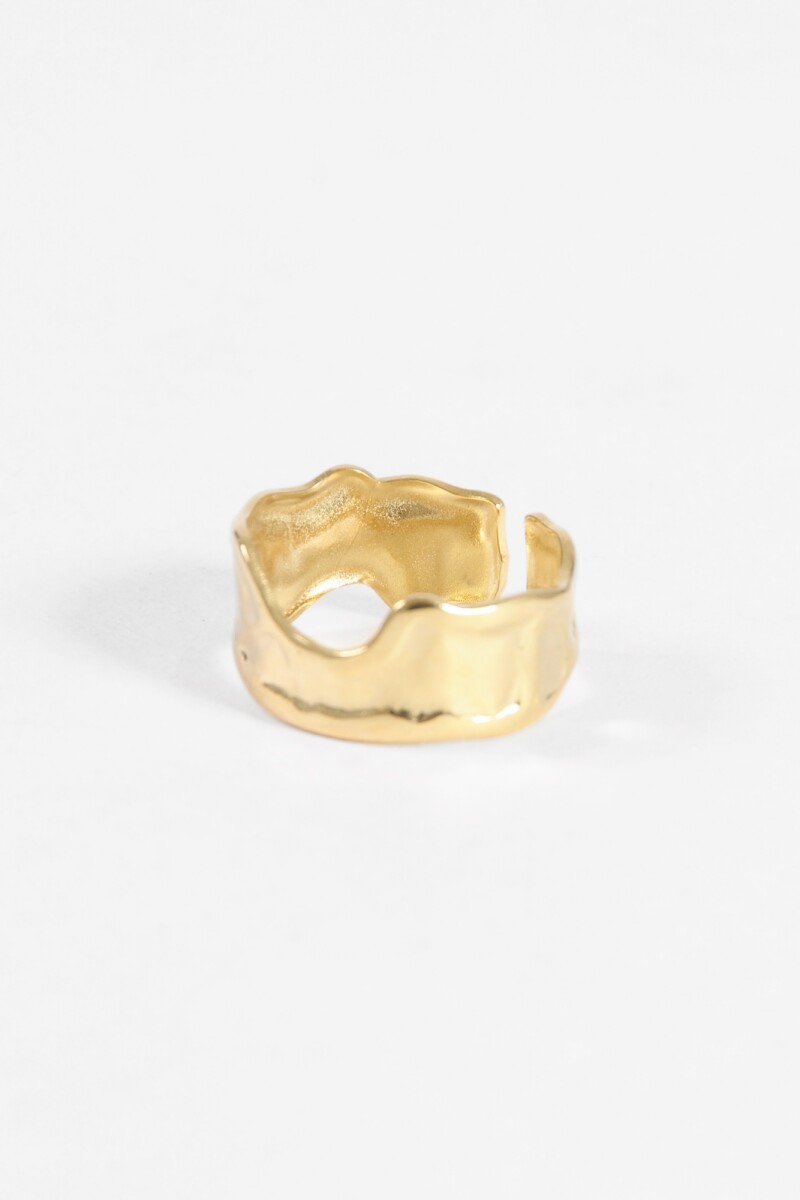 Anillo irregular acero ajustable dorado