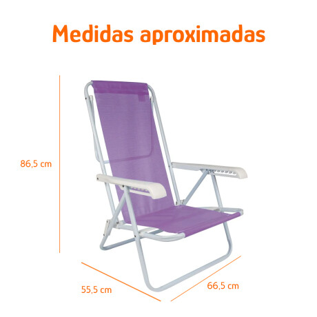 Kit 2 Reposeras Reclinables 8 Posiciones Acero Mor Sannet Lila