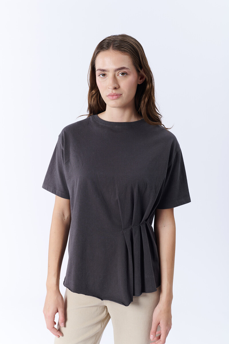 Remera manga corta pinzas laterales - Gris Oscuro 