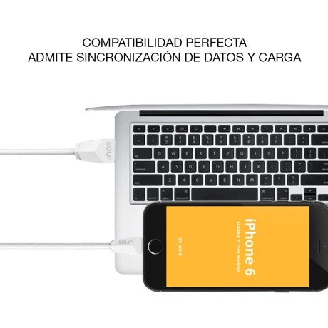 Cable Iphone p/ Datos y Carga Rápida 2Mt Golf Diamond GC-27i Blanco