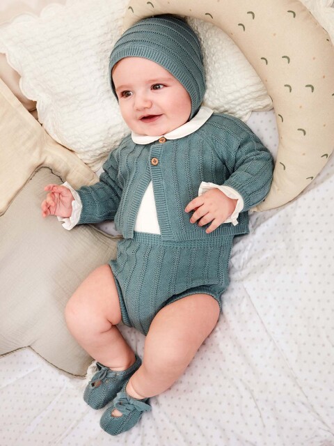 Chaqueta Punto Del Reves Verde
