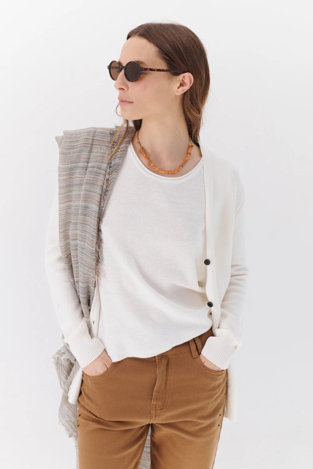 CARDIGAN FLAT blanco talle unico