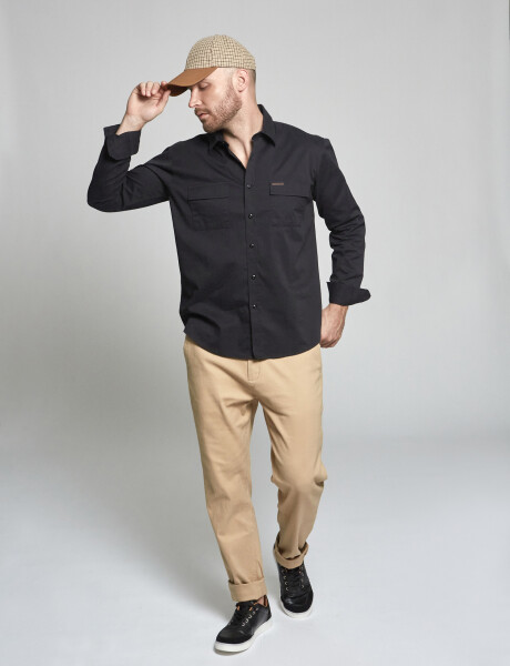 Camisa m/l lisa negro