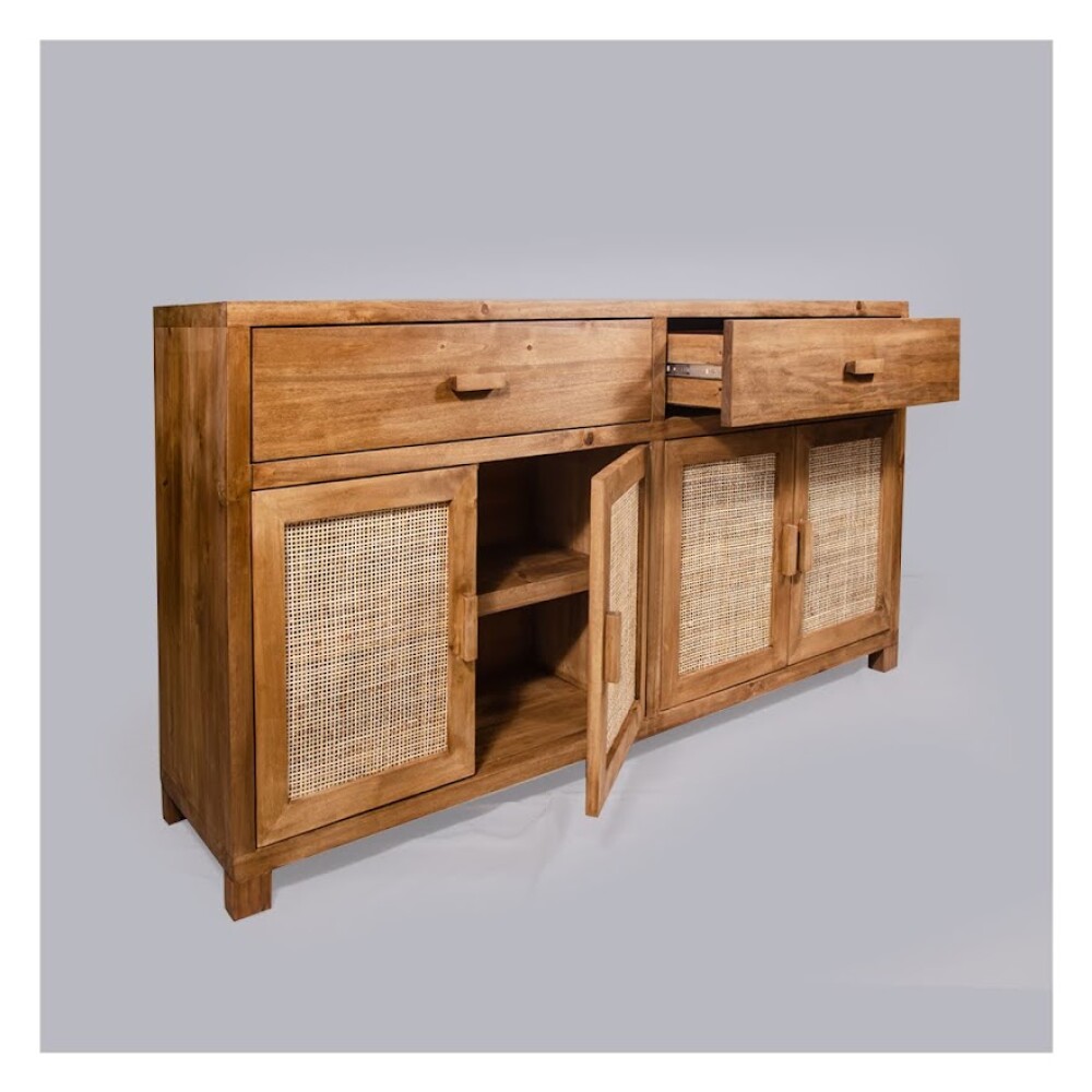 Aparador con puertas de esterilla, 170x38x85h (Por Pedido) Aparador con puertas de esterilla, 170x38x85h (Por Pedido)