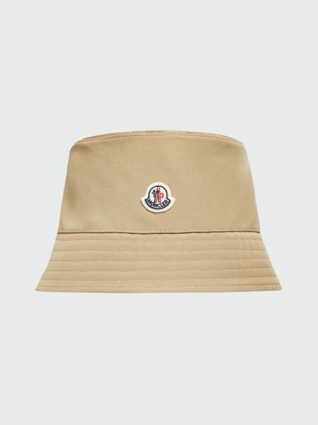 Moncler - Gorro de Pescador de Algodón Beige Claro