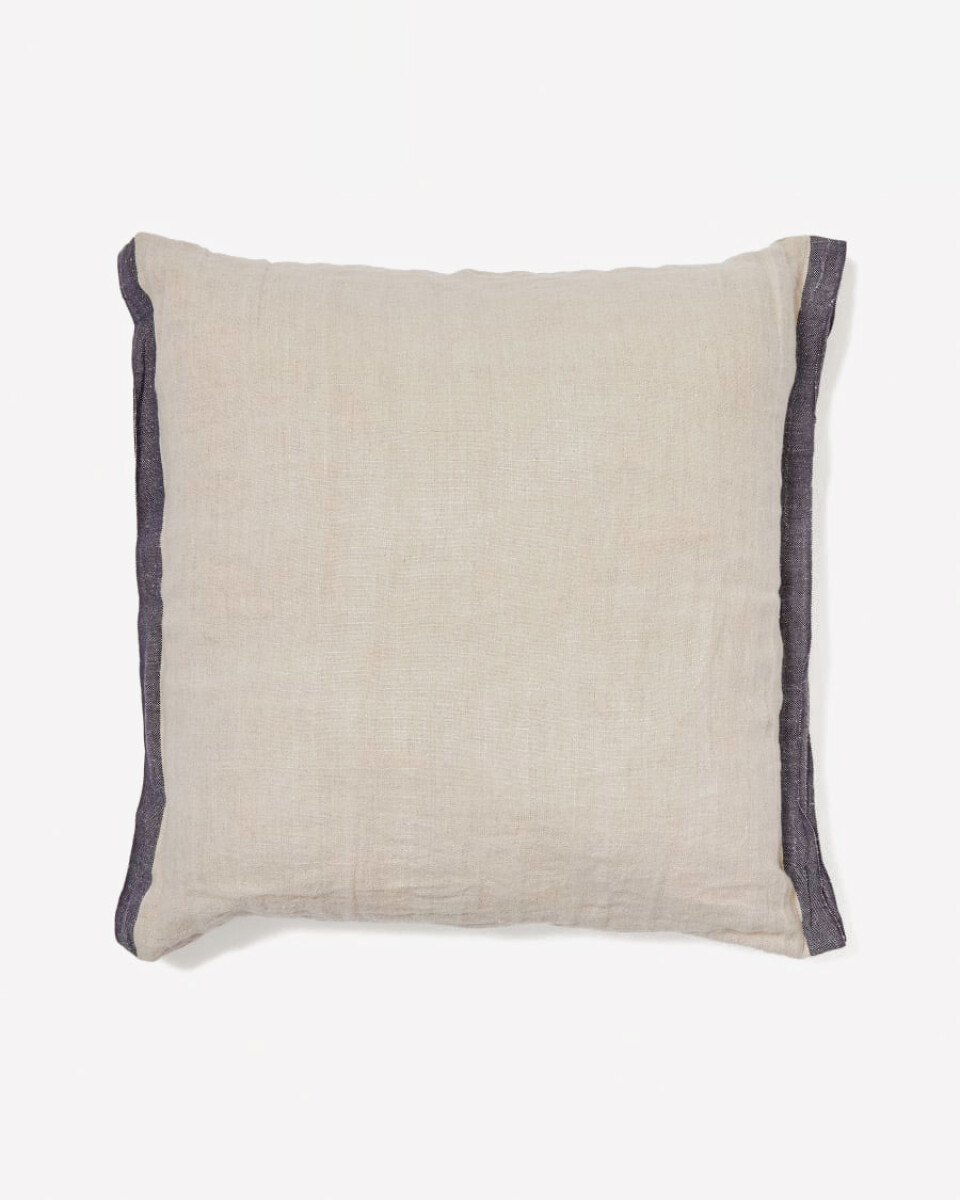 Almohadón Suerta 100% lino beige - y azul 45 x 45 cm 
