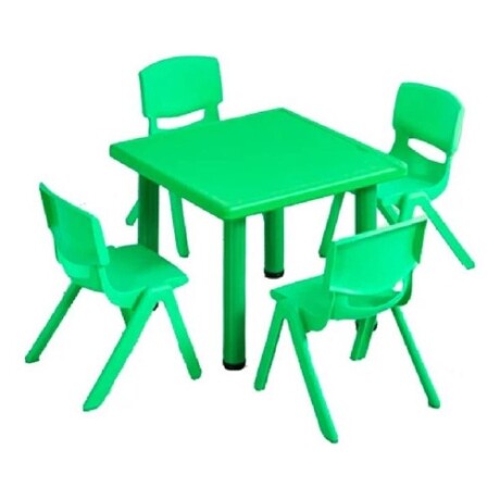 Pack Mesa Infantil Lumax Cuadrada + 4 Sillas Verde