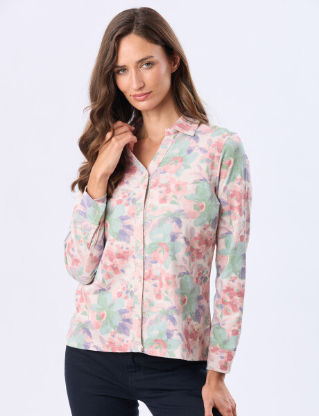 CAMISA ESTAMPADA DE ALGODÓN Beige
