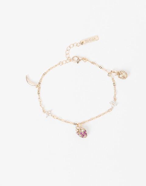 Pulseras Flexibles Strass Pulsera Flexible Frutal Con Cubic Zirconia - Dorado