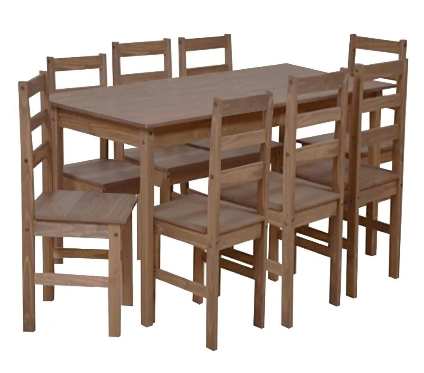 Juego de Comedor 8 Sillas Madera Color Cera Mesa 180 cm Estilo Rústico 