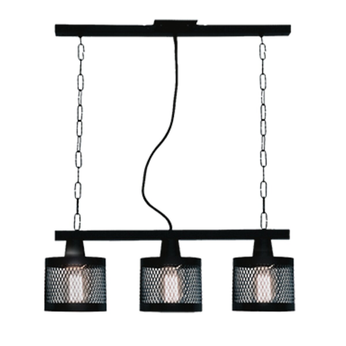 COLGANTE 3L PILAR MALLA NEGRO E27 