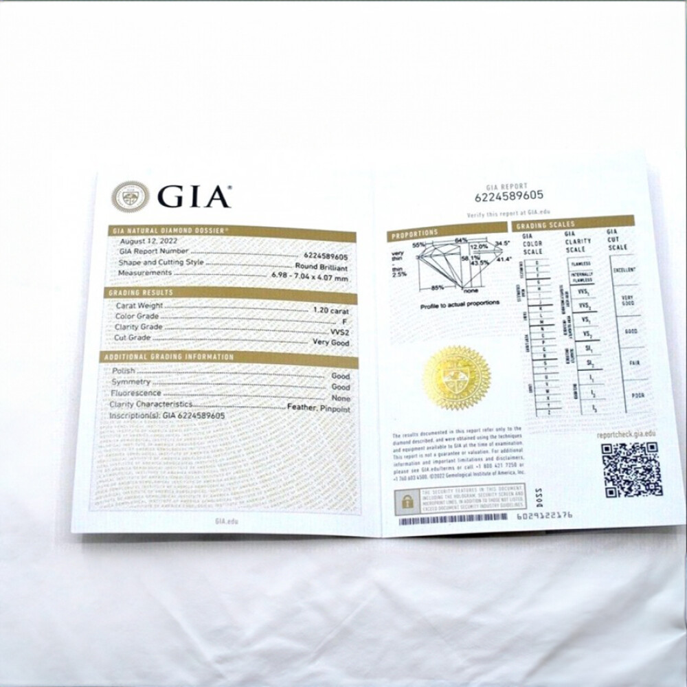 Diamante Tallado Brillante Certificado Por Gia 1,20 Ct, Color F, Pureza Vvs2 Diamante Tallado Brillante Certificado Por Gia 1,20 Ct, Color F, Pureza Vvs2