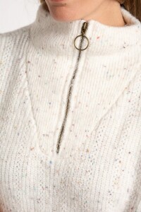 Sweater Texturado Cierre Beige Melange