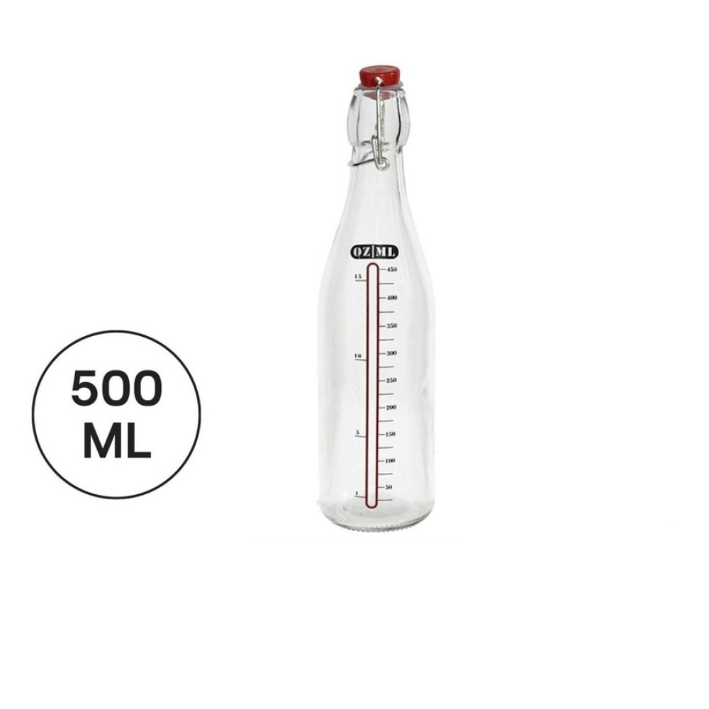 Botella de Cristal con Medidor 500 ml BOTELLA CRISTAL 500ML C/ MEDIDA