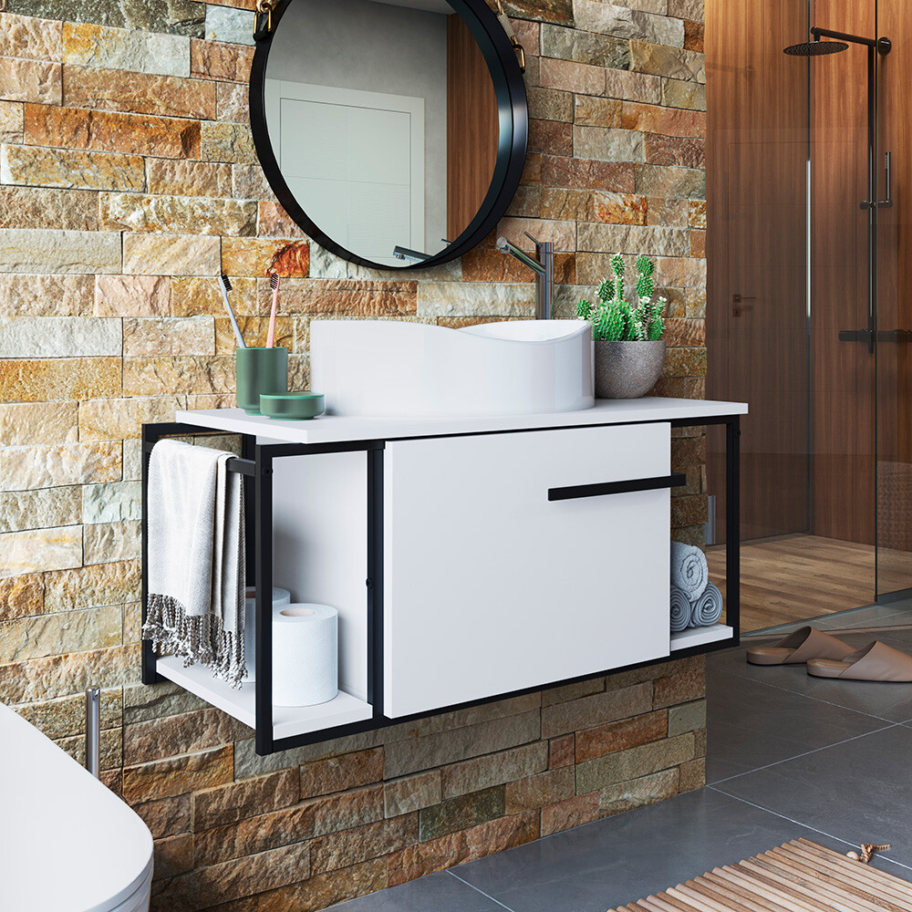 MUEBLE DE BAÑO INDUSTRIAL COLOR BLANCO Mueble De Baño Industrial Color Blanco