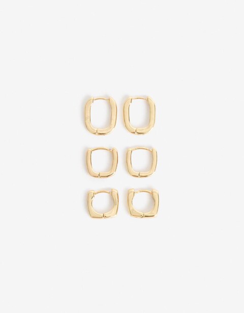 Aros Argollas Set Metal Aros Argolla Metal Bañado En Oro - Dorado
