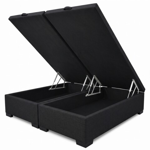 Base Box Baul para Sommier Colchon - Estructura Madera Maciza - Negro 200 x 200 x 35 cm Doble