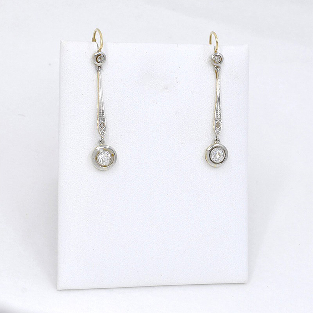 Caravanas Antiguas En Oro 18K, Platino, Brillantes Y Diamantes Caravanas Antiguas En Oro 18K, Platino, Brillantes Y Diamantes