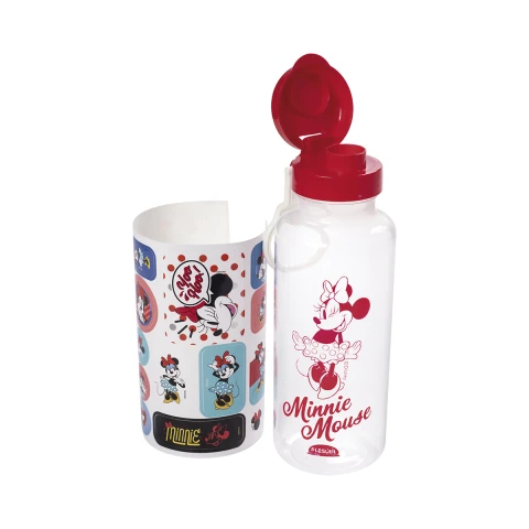 Botella Plática Abre Fácil Minnie 600 ml con Adhesivos U