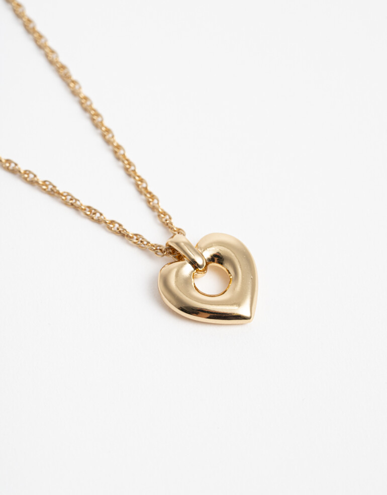 Cadena Corta con Dije Con Dijes Collar Corto Layer Corazón - Dorado
